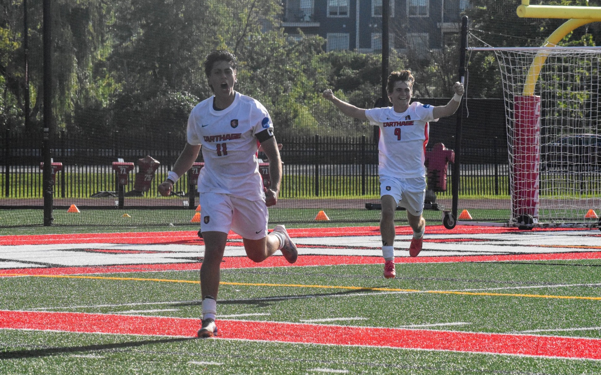 Dennis Valle shows emotion after scoring a goal 