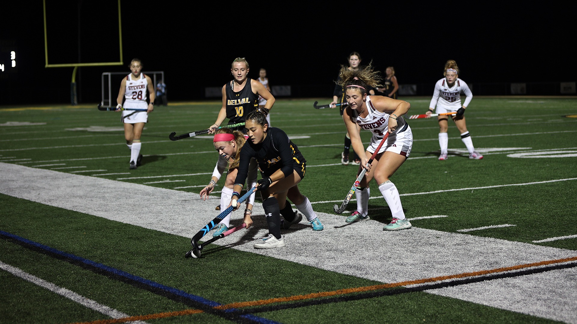 Jillian Collins playing field hockey vs. Stevens