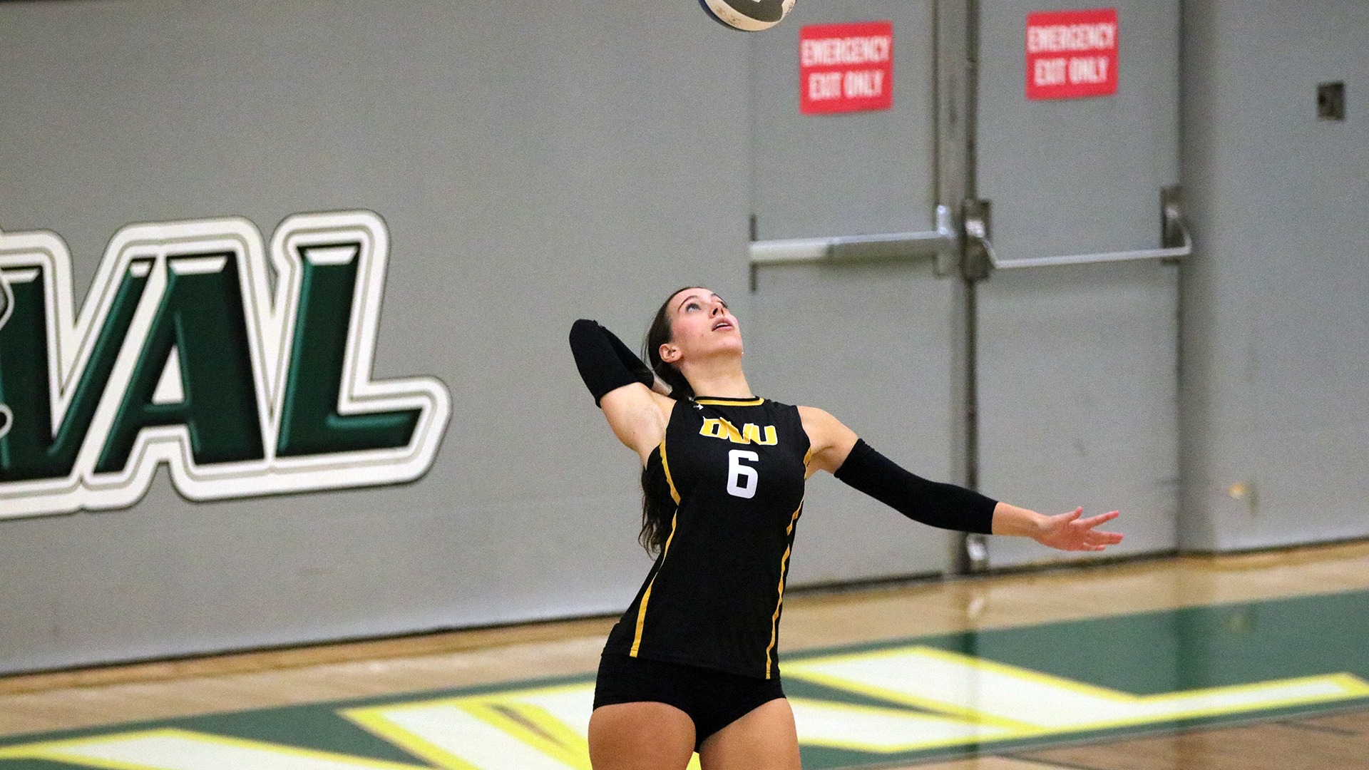 Cassandra Gloster playing volleyball vs. Stevens