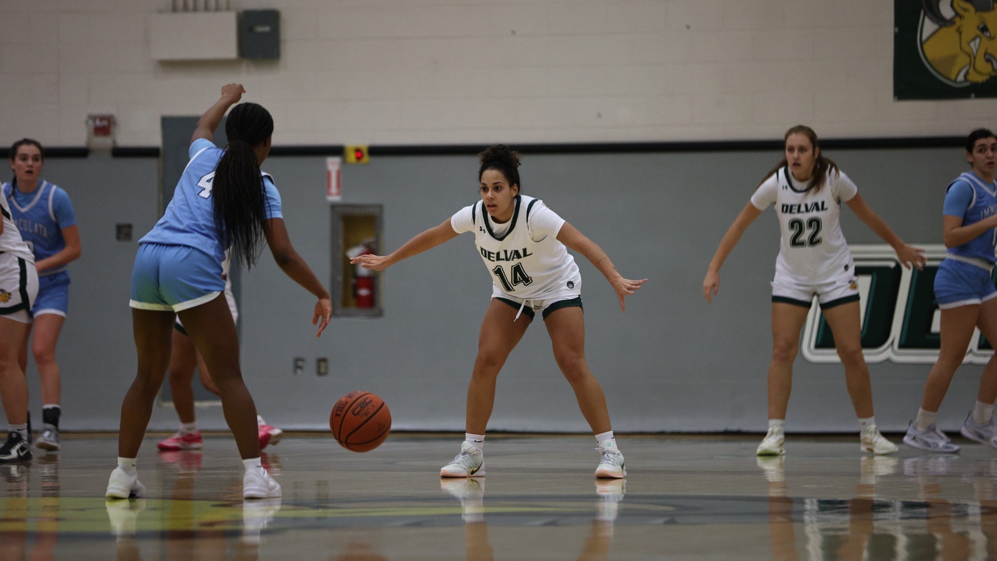 Ciana Feliciano playing women's basketball vs. Immaculata 