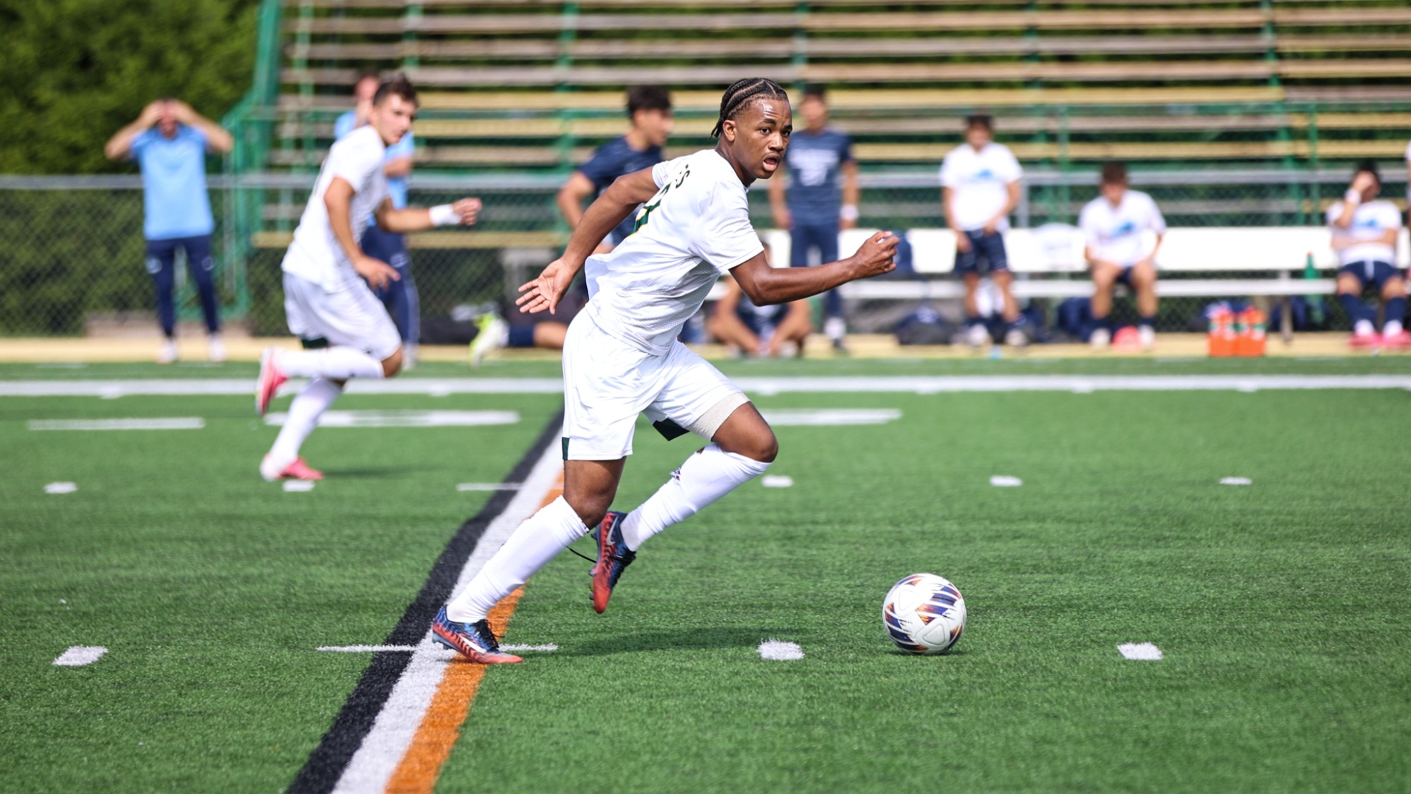Karl Kowula playing soccer against Baruch