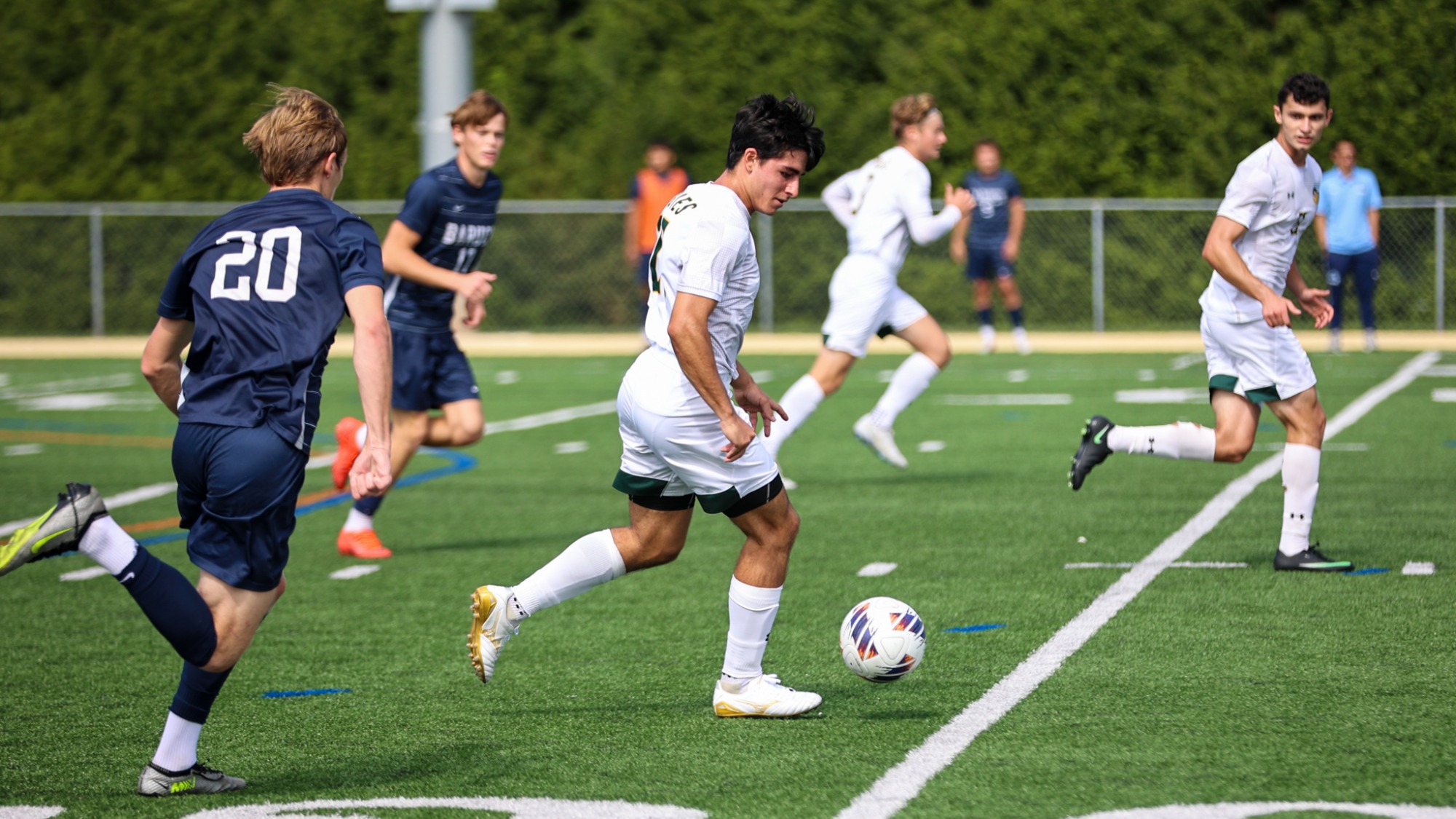 Chalie Sheel playing soccer against Baruch
