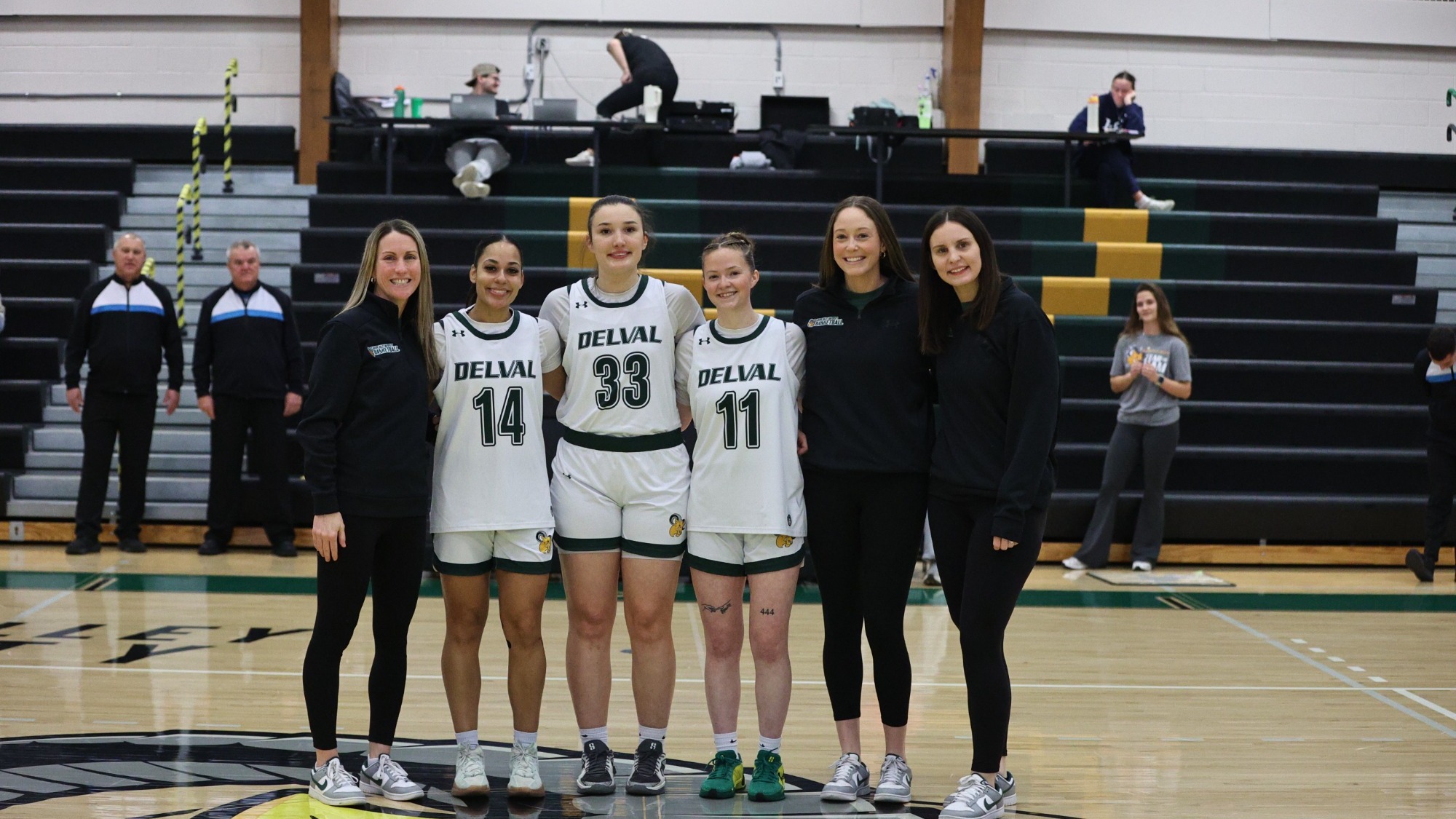 WBB Seniors and coaches on senior day vs. LVC