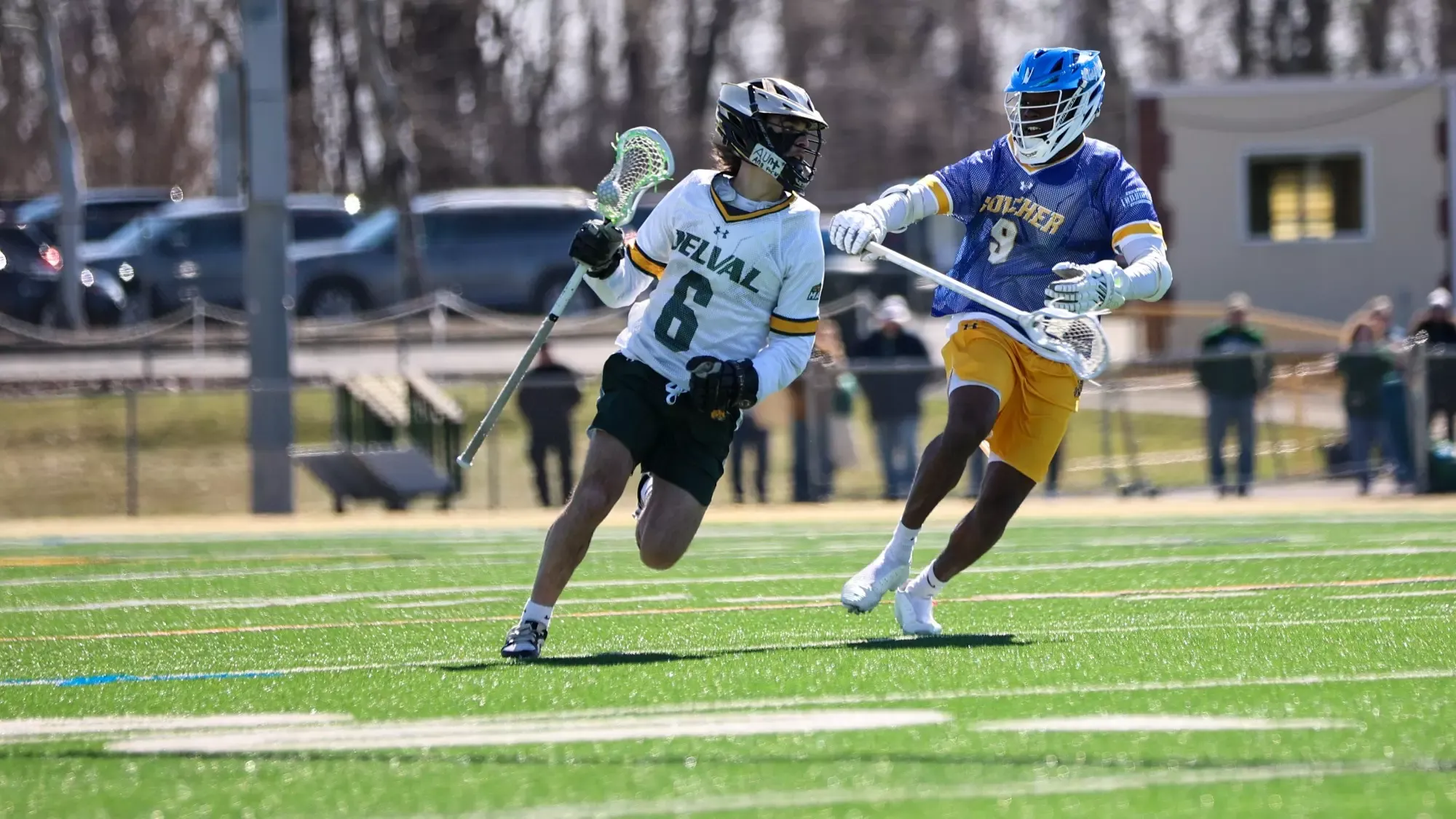 Luca Aliano playing lacrosse against Goucher