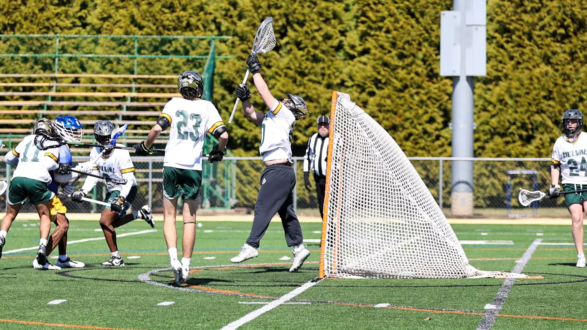 Daniel Hickling playing lacrosse against Goucher