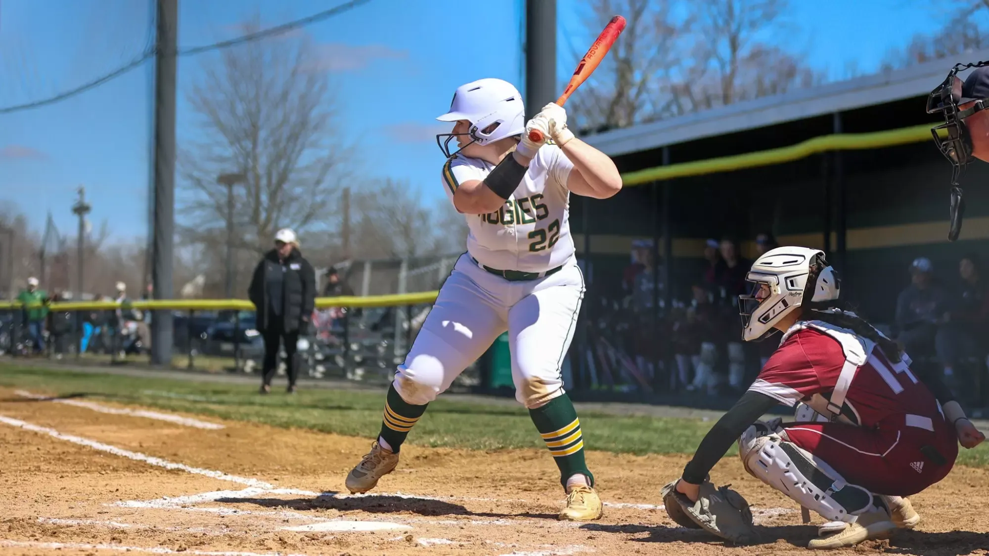 Madison Donnelly playing softball against Stevens