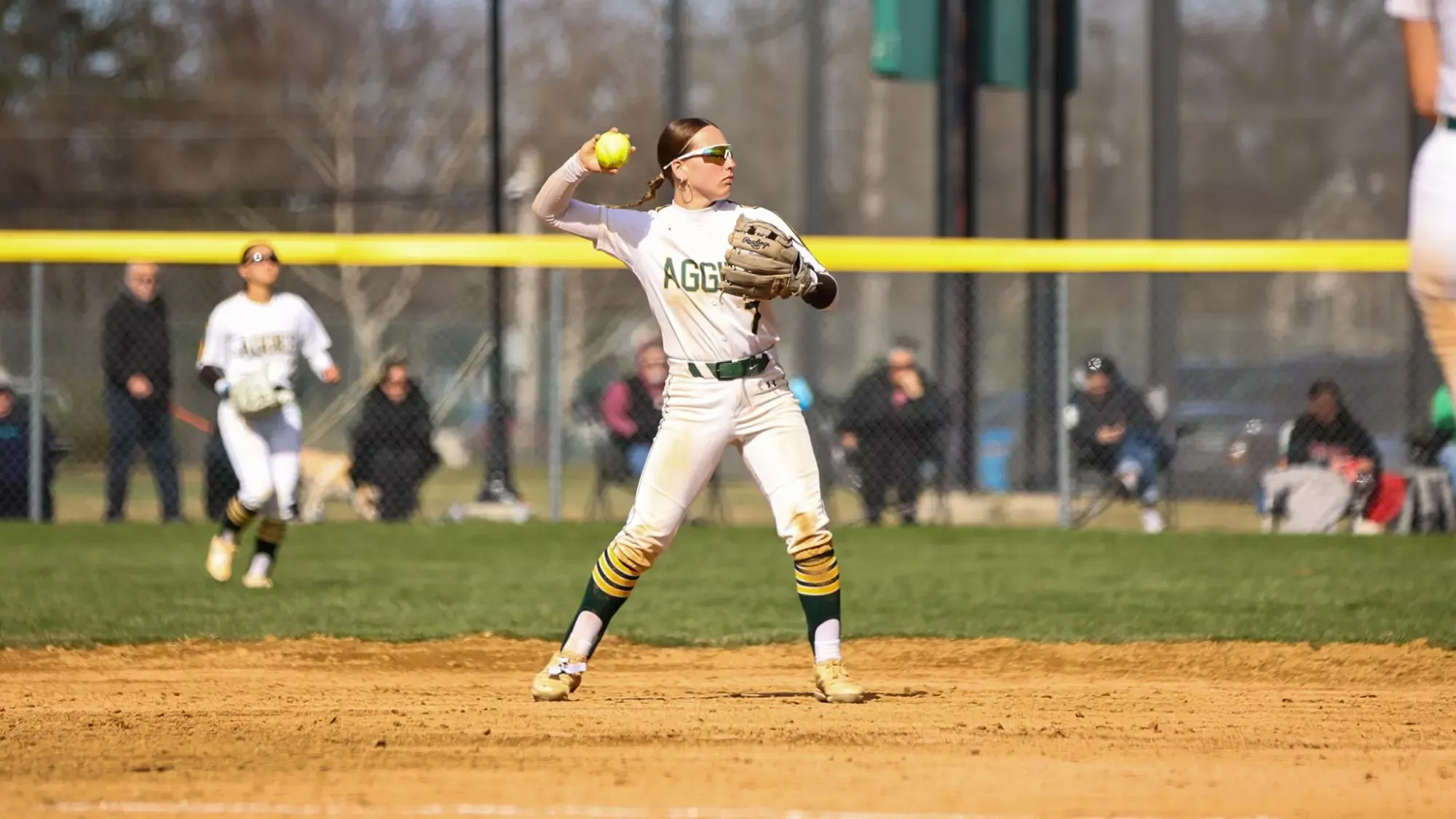 Angelina Bresnen playing softball against Stevens