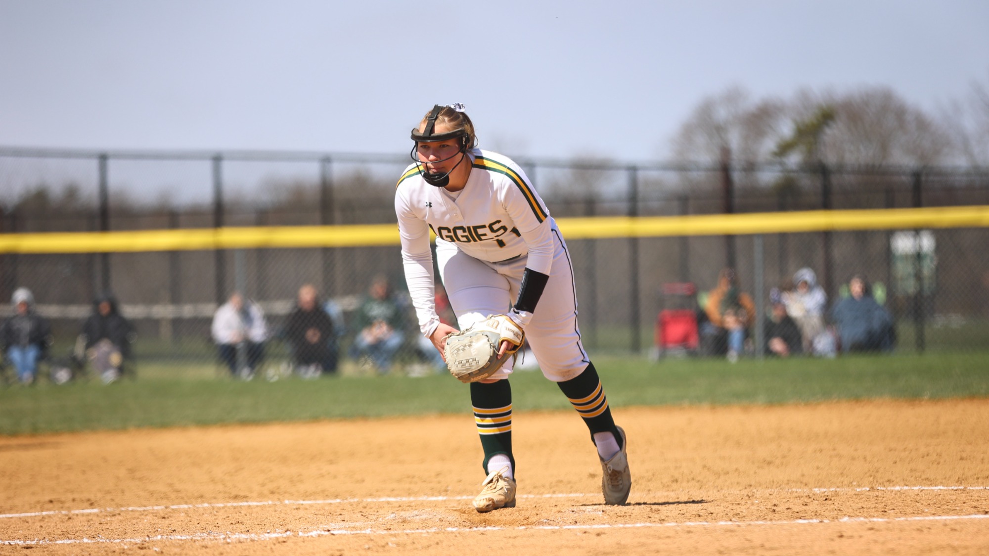 Morgan Mecham playing softball against DeSales. 