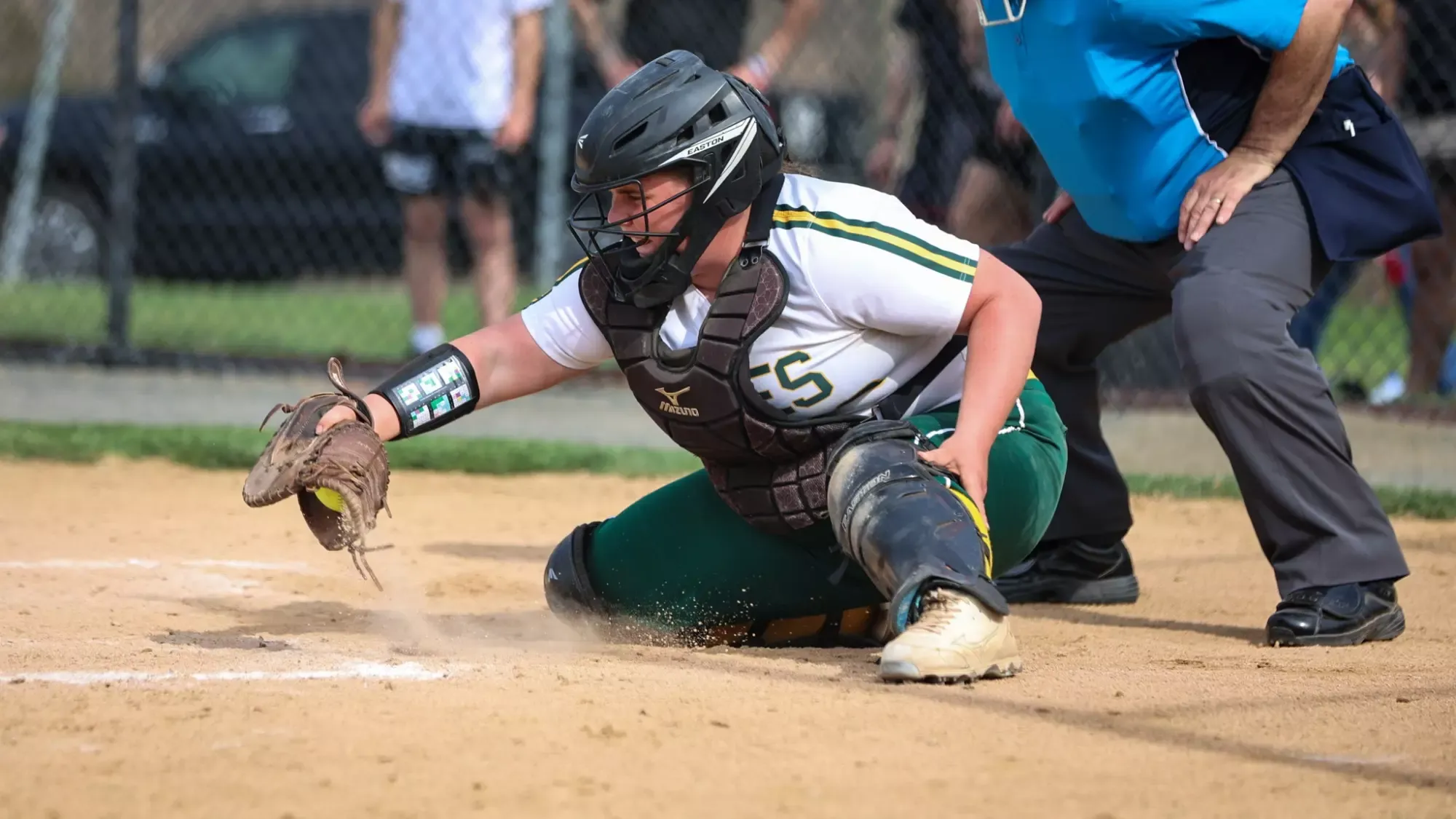Amelia Funston playing softball against Albright