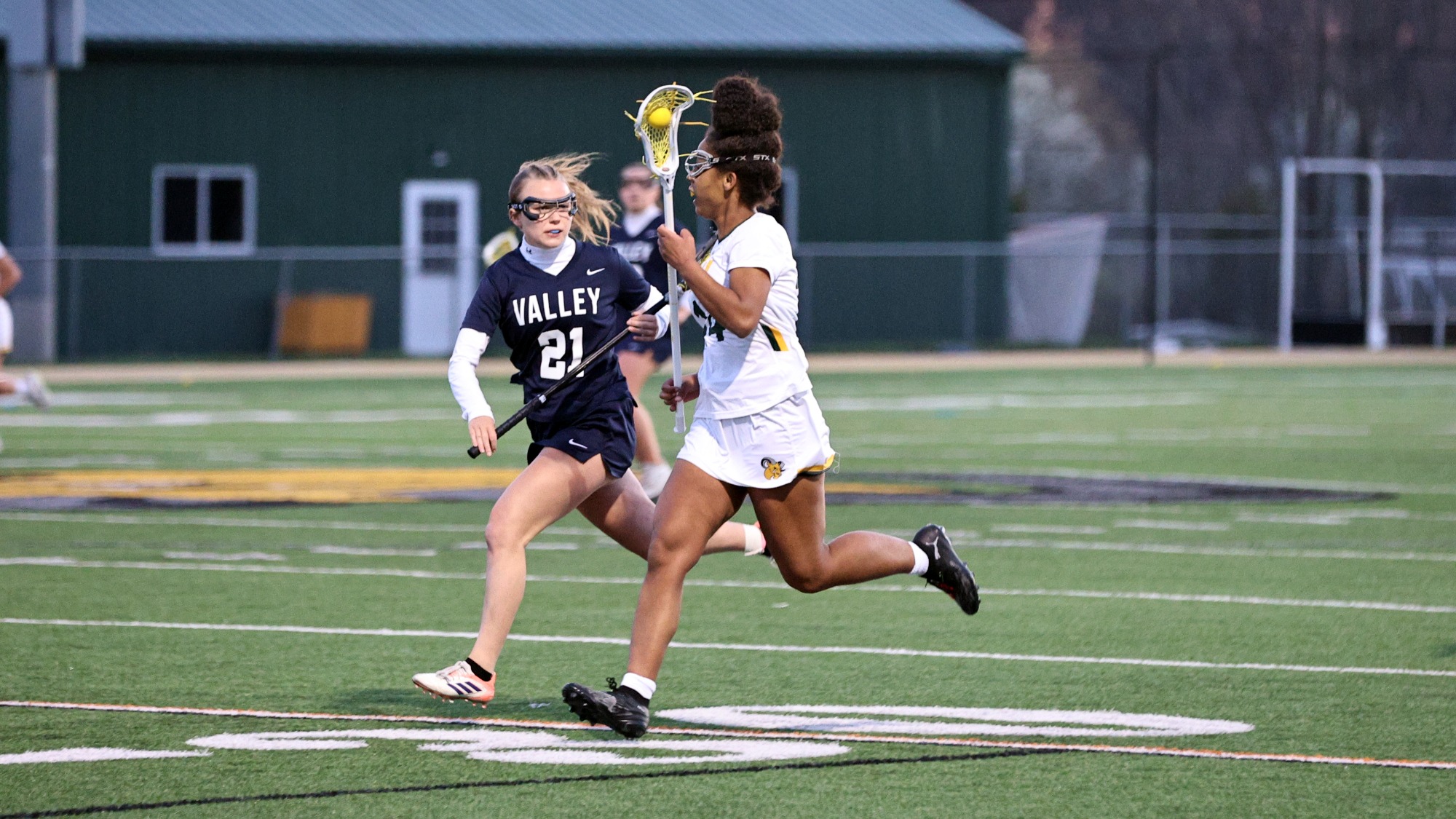 Piper Jones playing women's lacrosse vs. Lebanon Valley