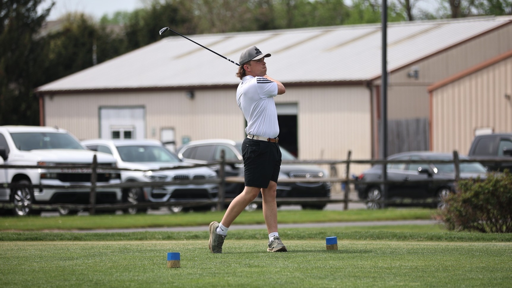 Patrick Taylor teeing off at Five Ponds GC