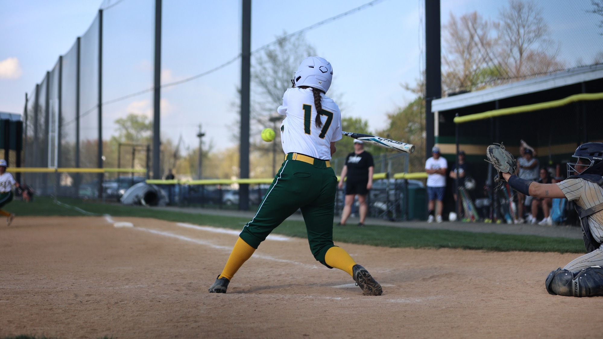 Sienna Cali playing softball against PSU-Brandywine