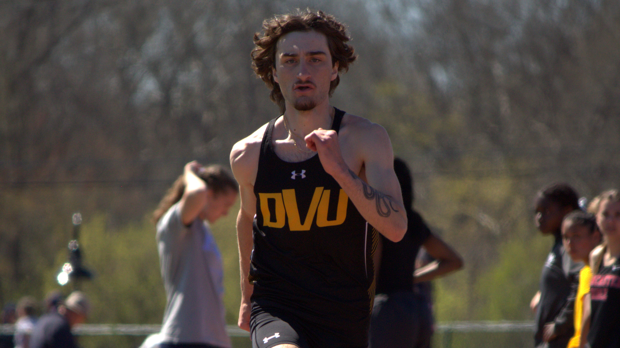 Jonathan Beam participating in track and field at the Messiah Invite