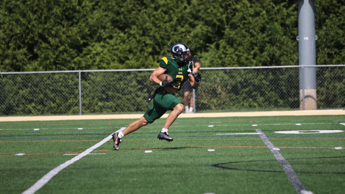 Wyatt Younes playing football against Albright