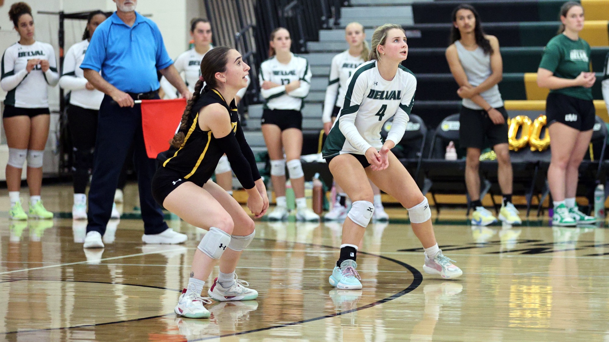 Samantha Wilton and Hayley Drinkard playing women's volleyball vs. Wilkes