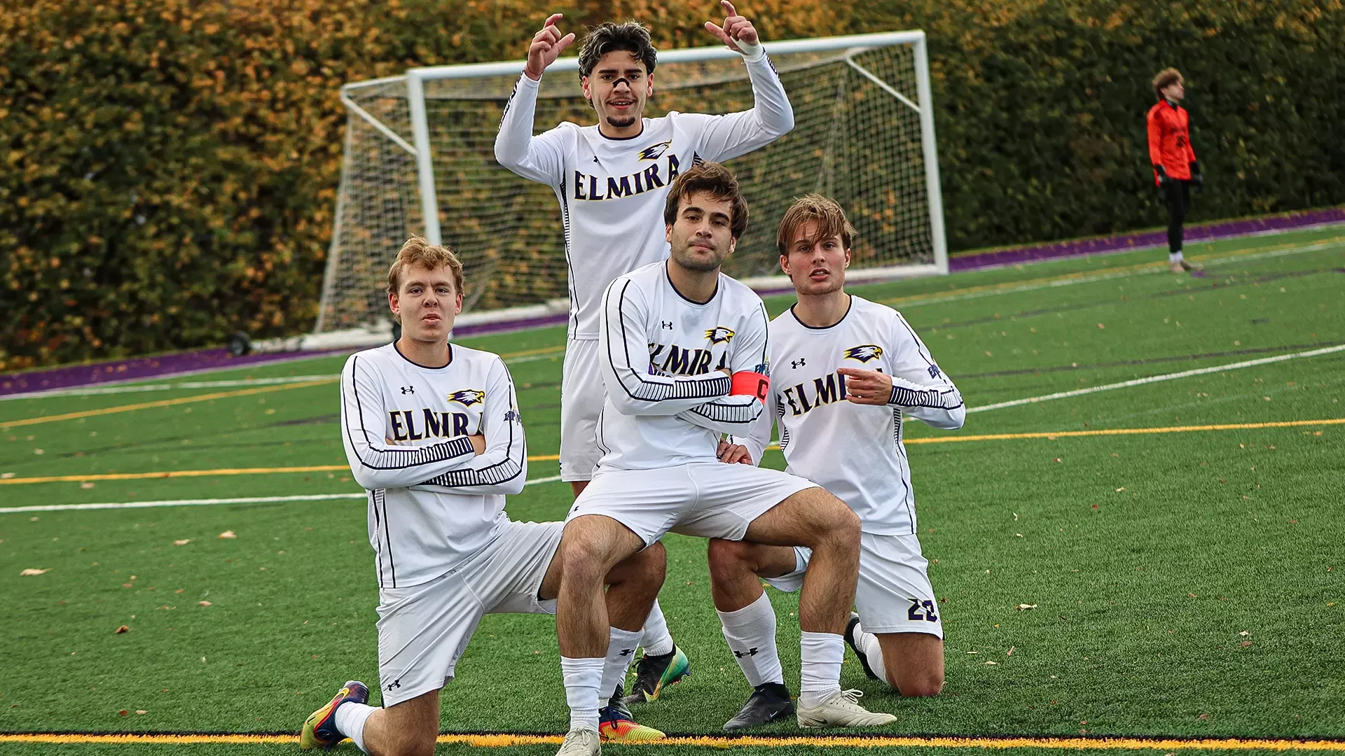 Men's Soccer Celebration after goal in E8 Quarterfinals
