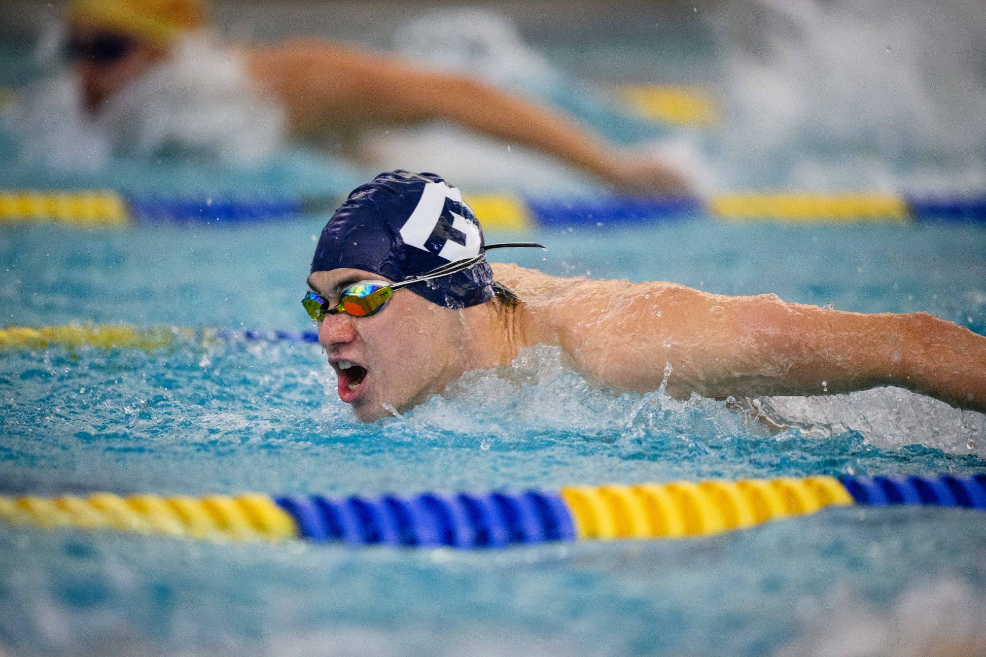 Wyatt Greene swimming with head above water