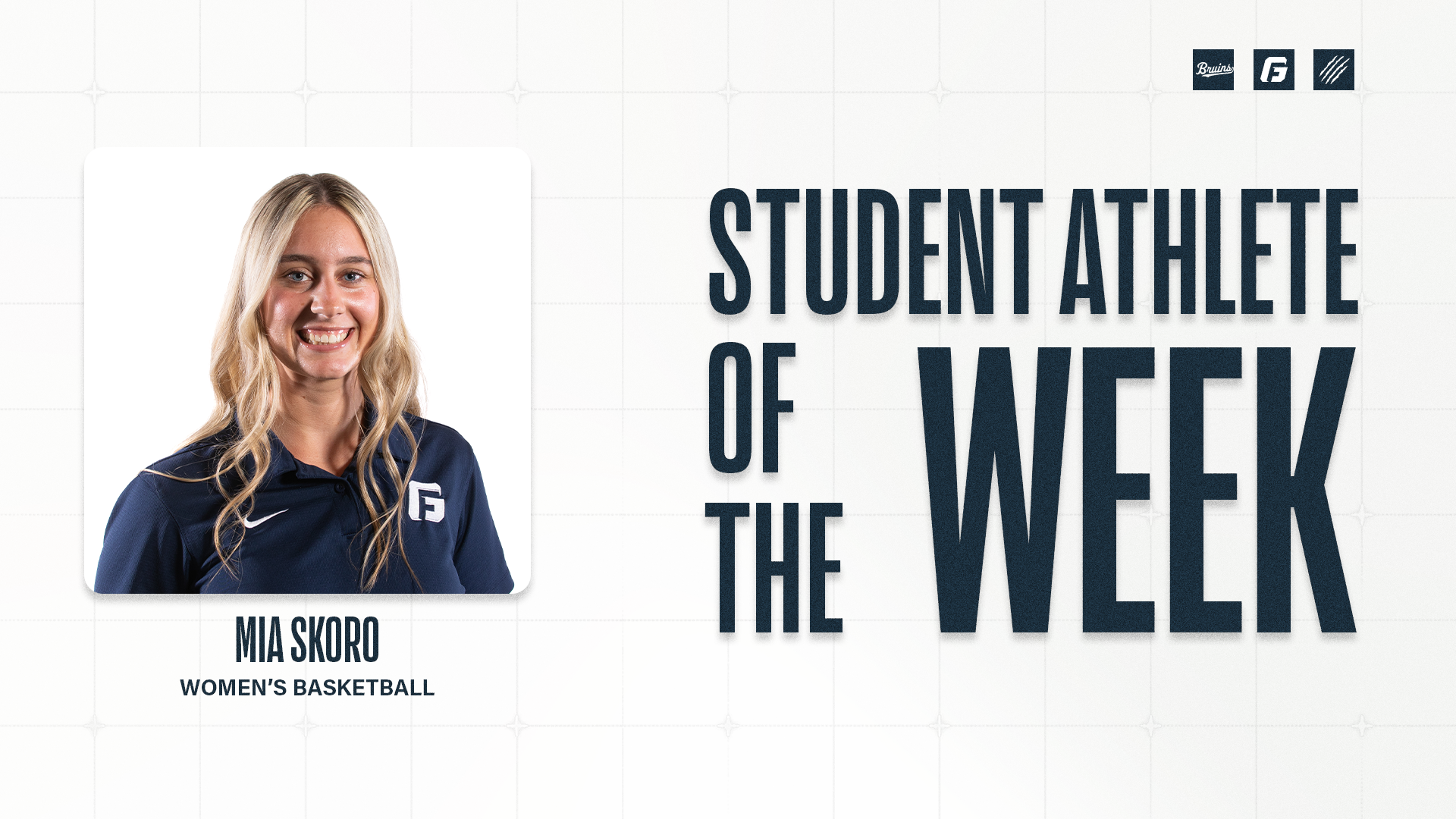 Mia Skoro graphic for Northwest Conference Student-Athlete of the Week