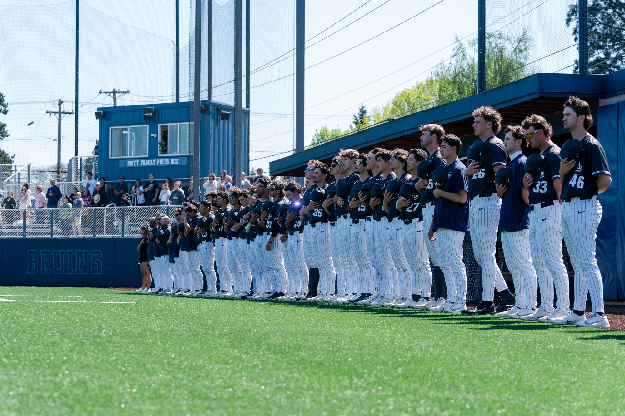 Baseball standing for national anthem