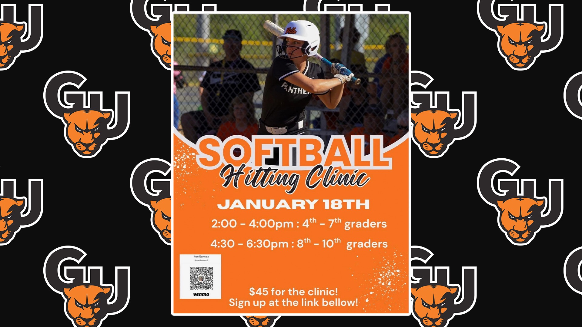 Softball hitting clinic flyer for jan 18