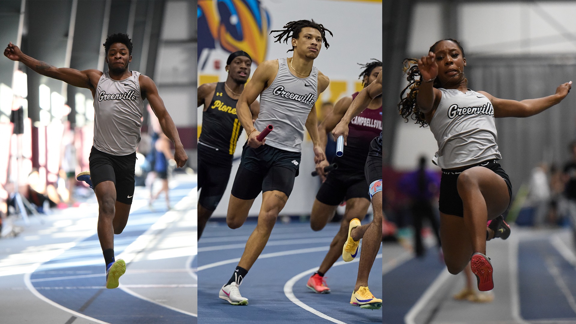 action shots of keenan powell, noel andino, and jada richards