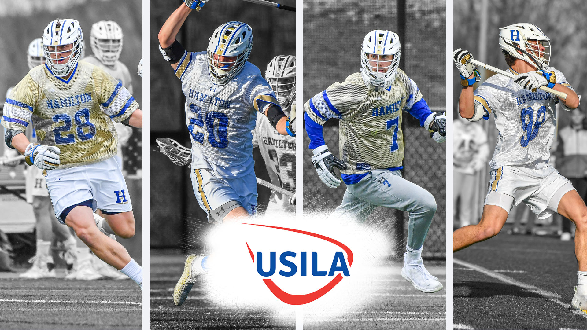 Four men's lacrosse players on Division III AllAmerica Team Hamilton