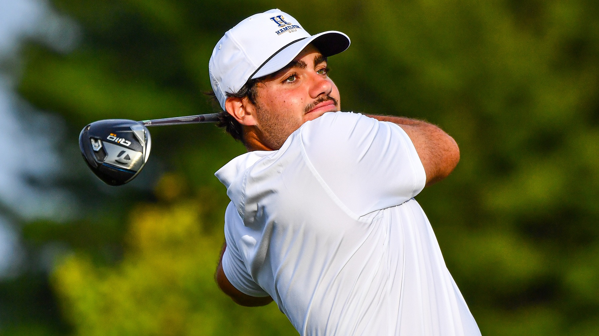 Ramon Aroca Gonzalez hits driver on the range during practice in September 2024