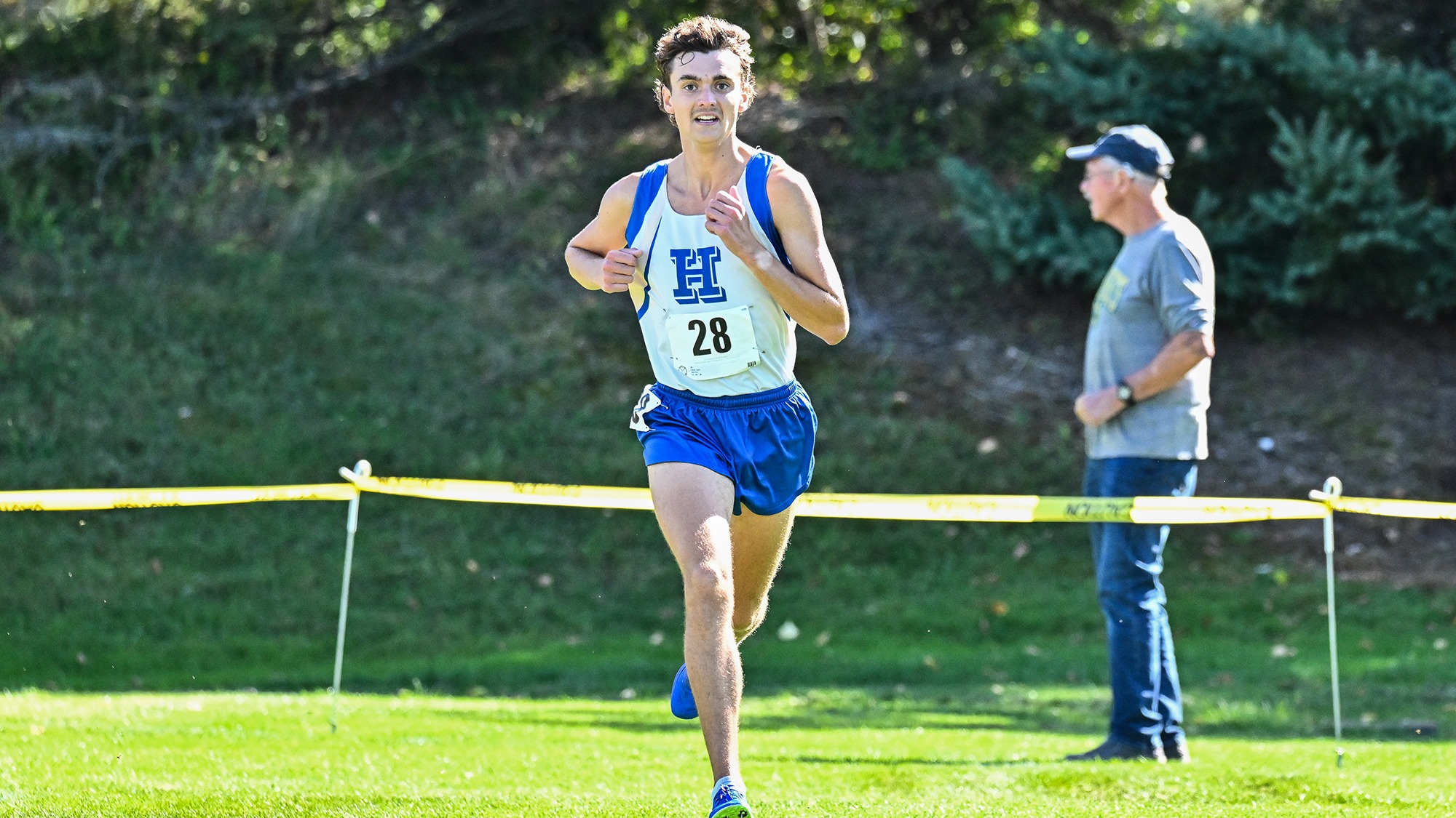 Liam Card approaches the finish line in the 2025 Hamilton Cross Country Invitational