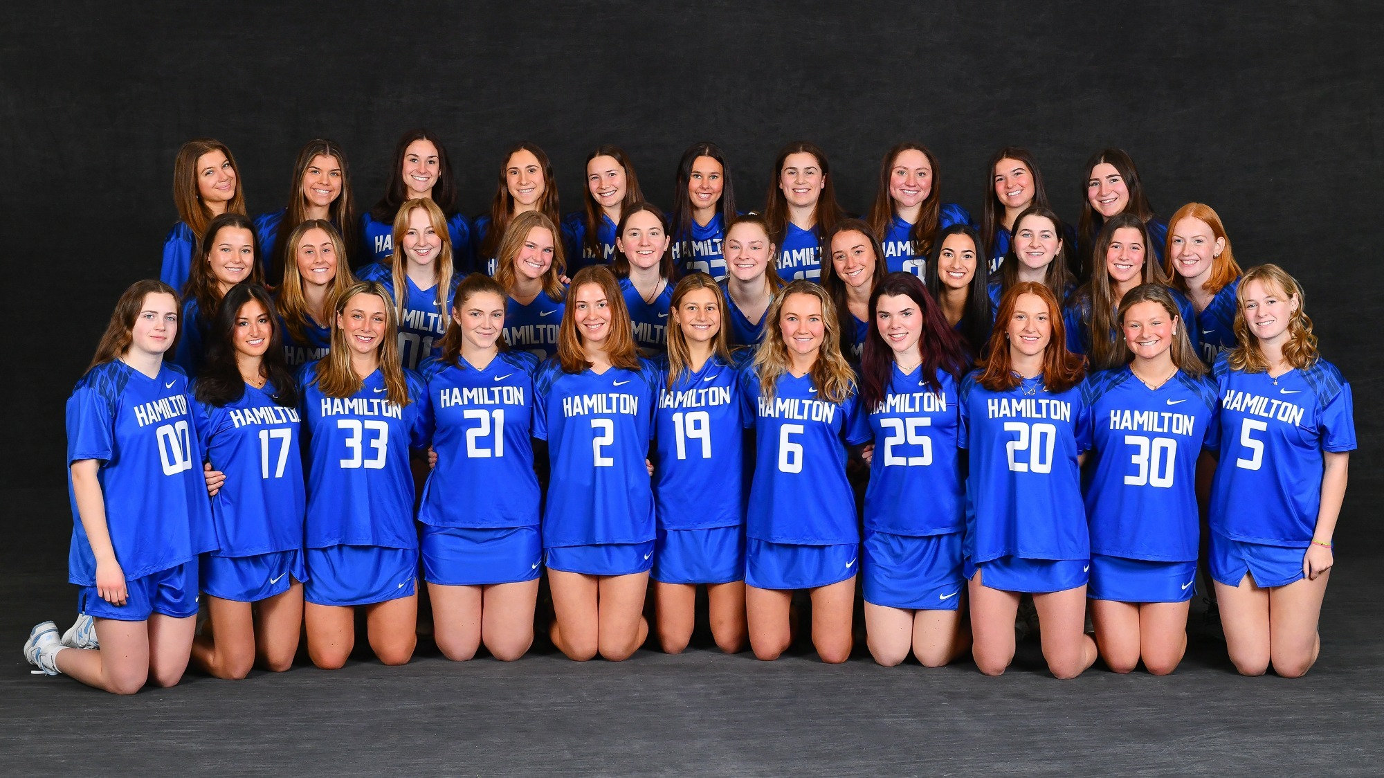 Women's Lacrosse team photo taken during spring sport media days in February 2025