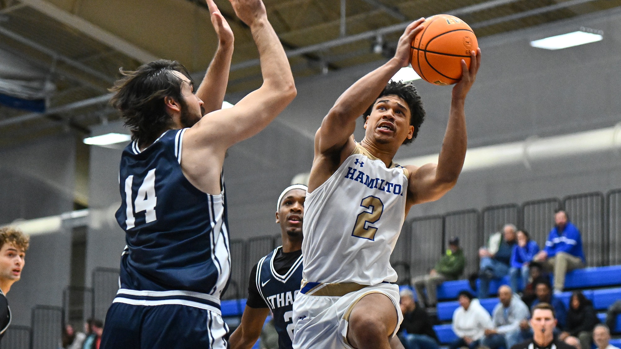 Sharif Nelson goes up for the layup against Ithaca in November 2025