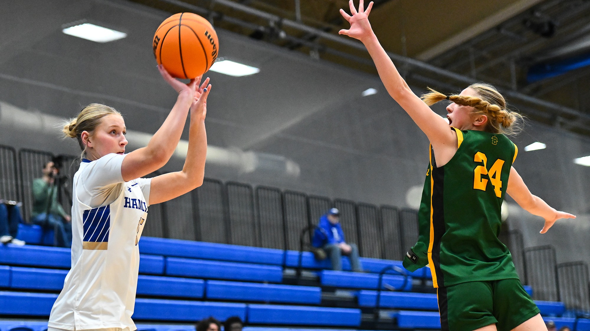 Reagan Dowd lines up a jump shot against SUNY Brockport in November 2025