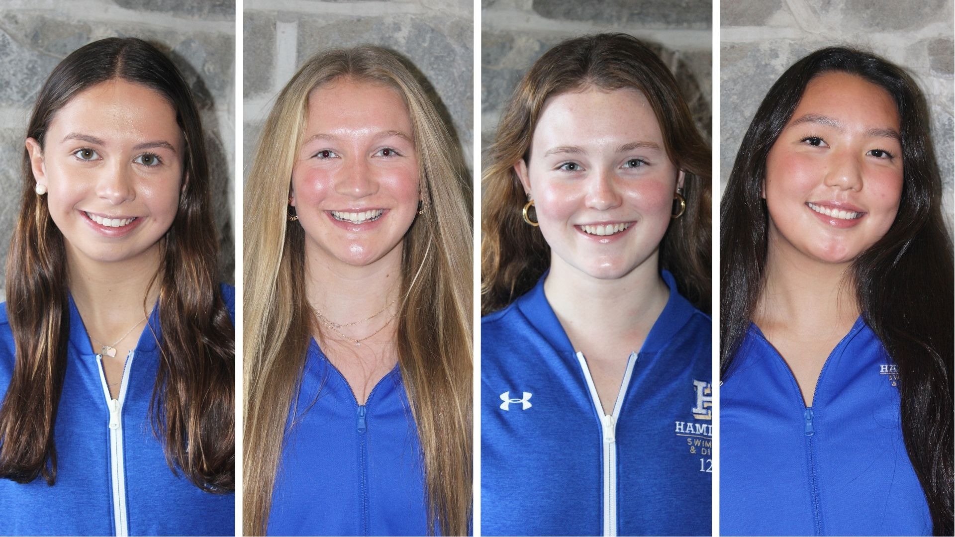 Women's Swimming and Diving head shots of four 2025 all-Americans