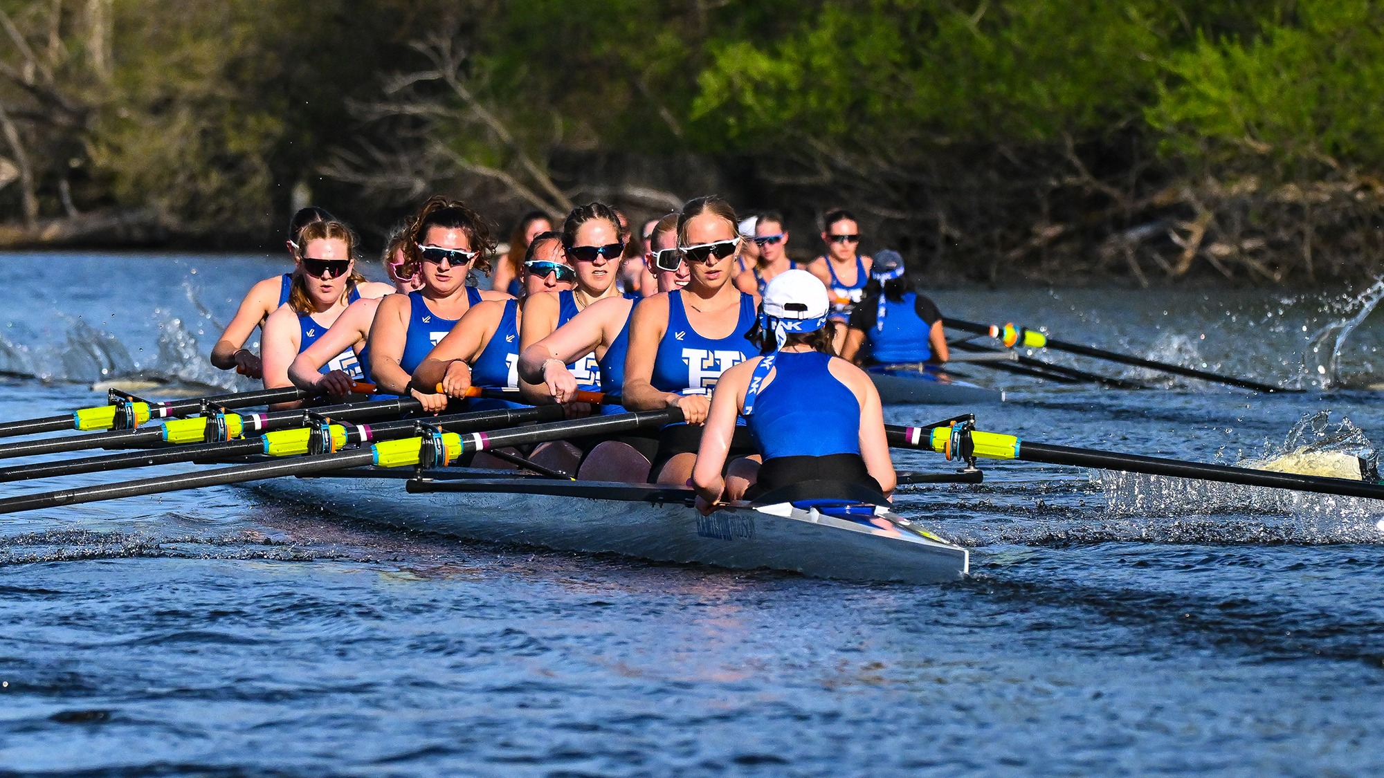 Women's Rowing practices on the Erie Canal in April 2025