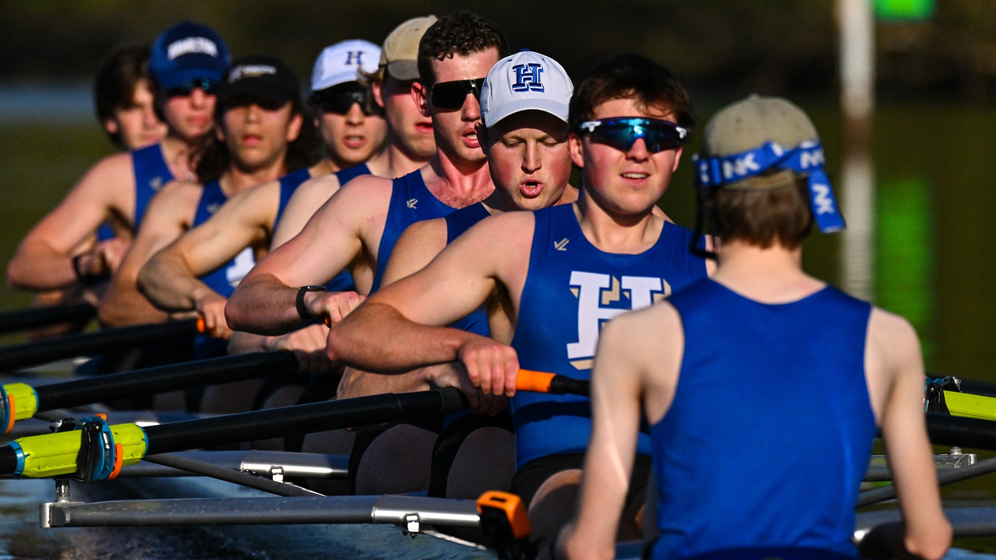 Men's Rowing practices on the Erie Canal in April 2025