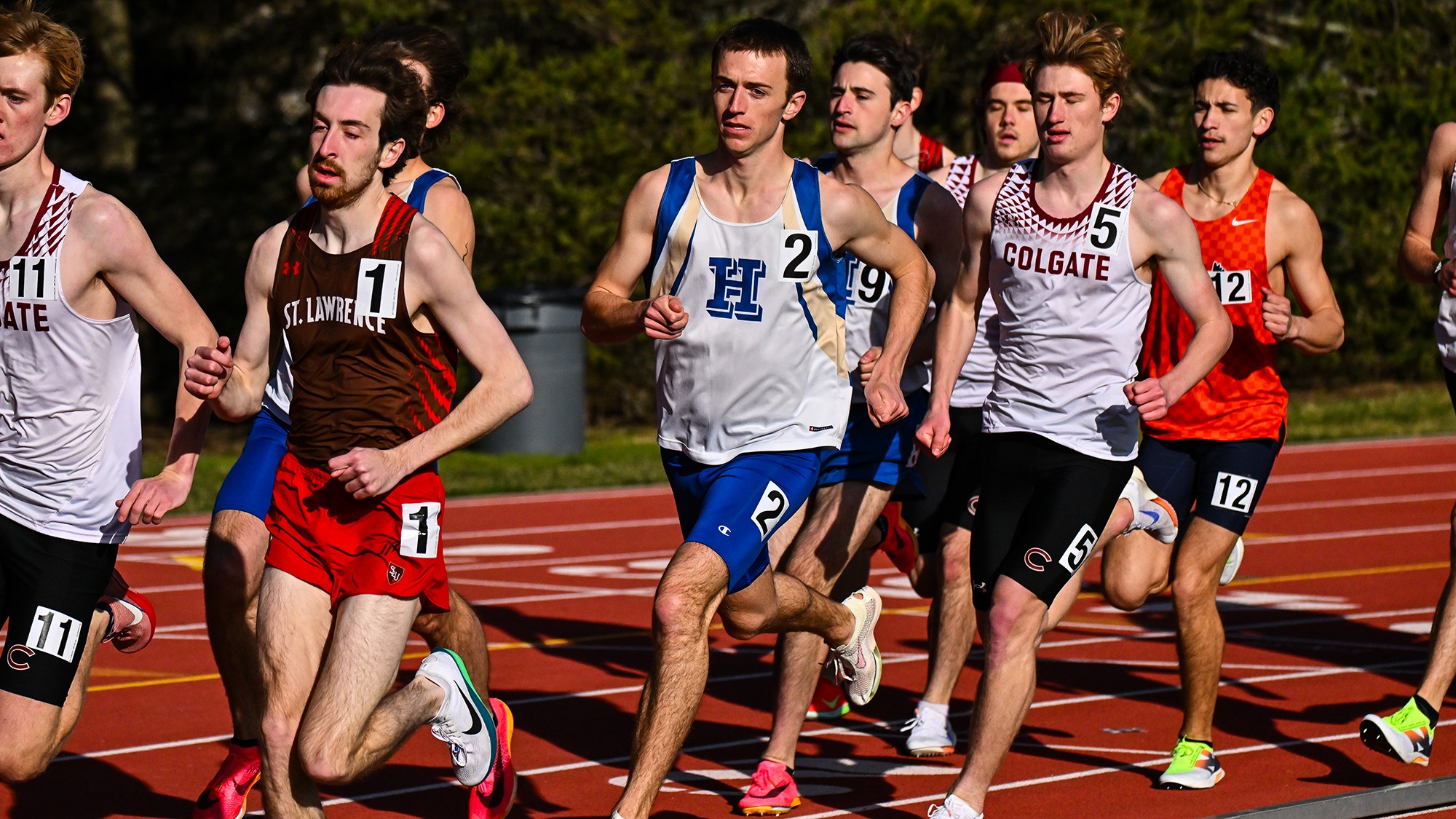 Jack Quinn runs in a pack of athletes in the 800 meters in the 2025 Hamilton Outdoor Invitational 