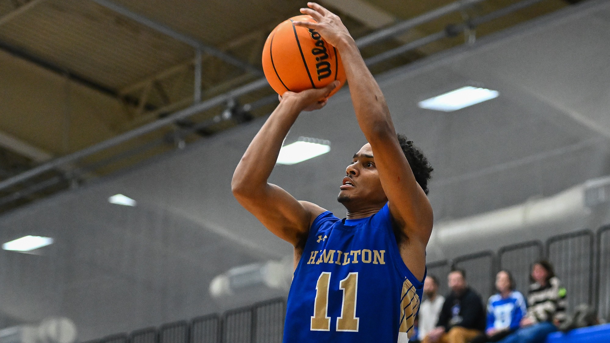 Matthew Rideout takes a jump shot against Bates in 2026