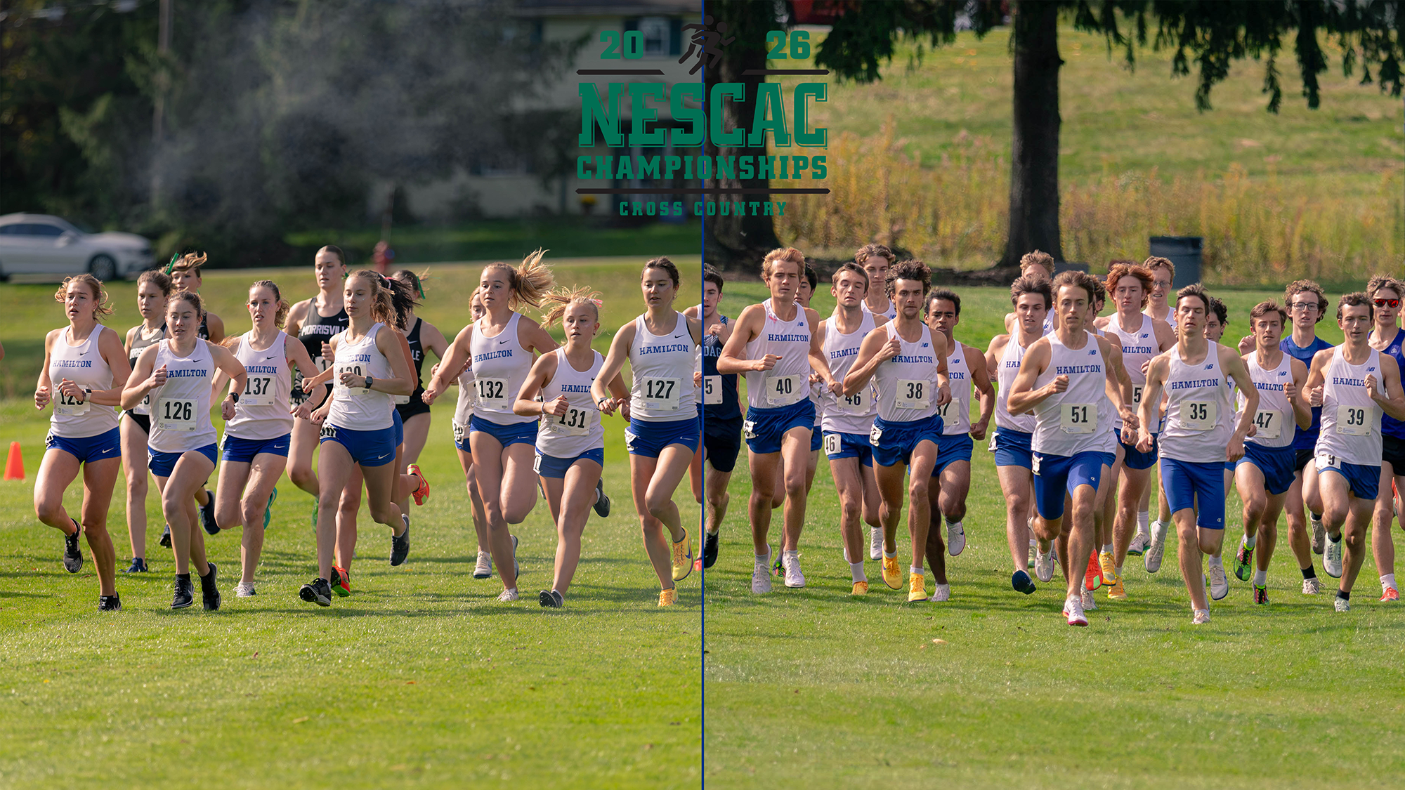 Cross Country runners leave the starting area during the Hamilton Short Course Invite