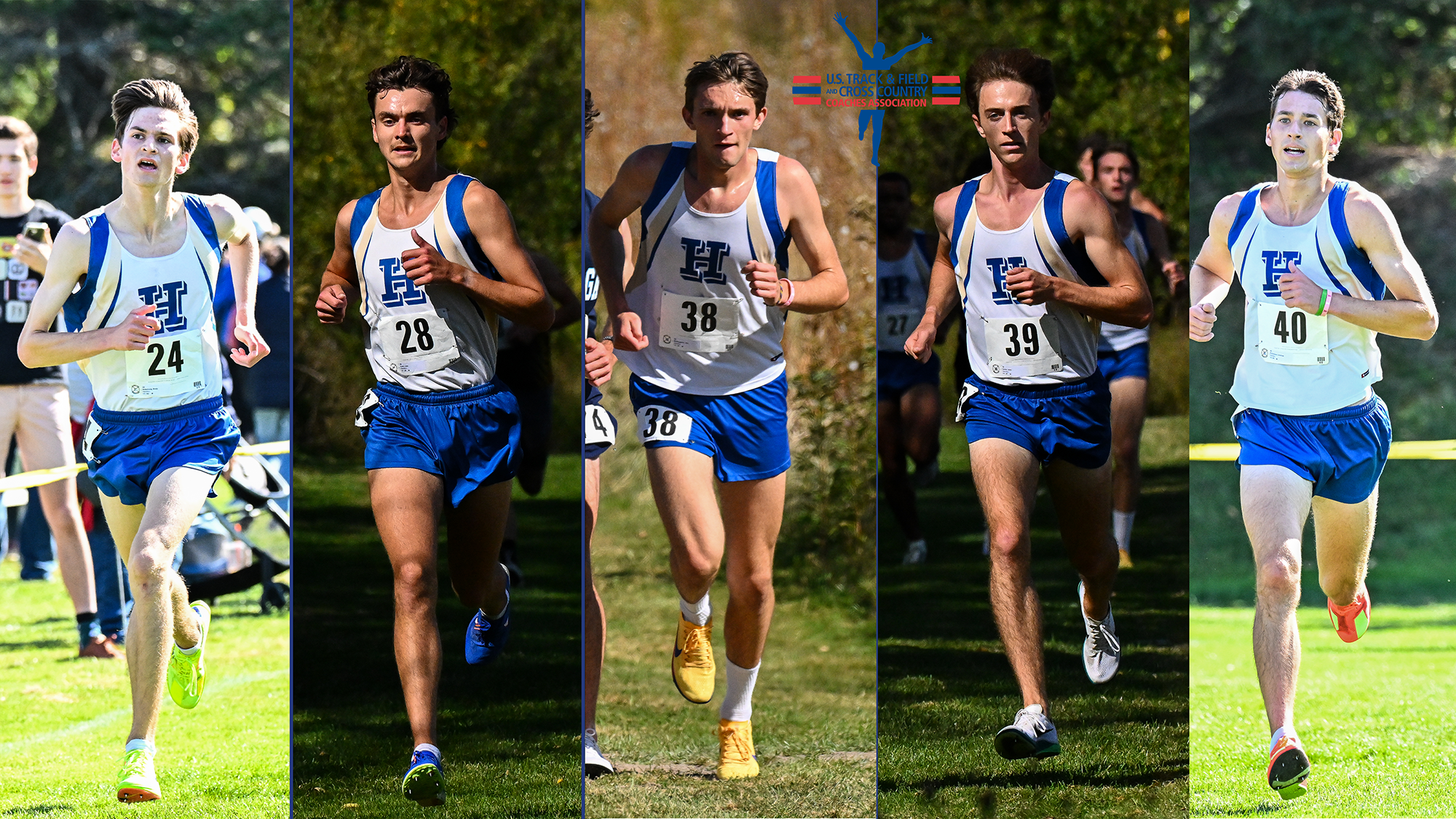 Men's Cross Country action photos of all five all-academic athletes for 2025