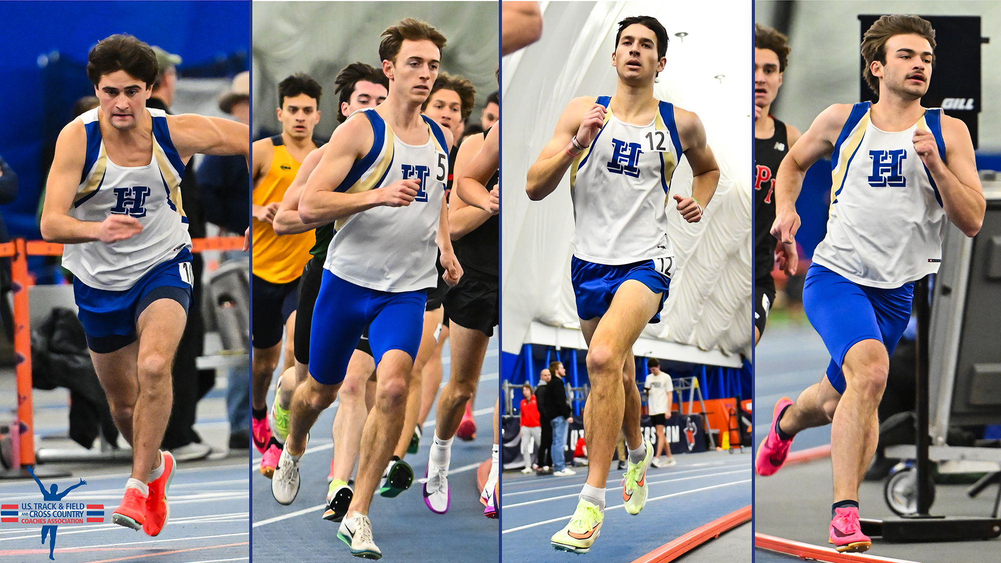 Action photos of the four Men's Track and Field athletes who made 2026 indoor all-region 