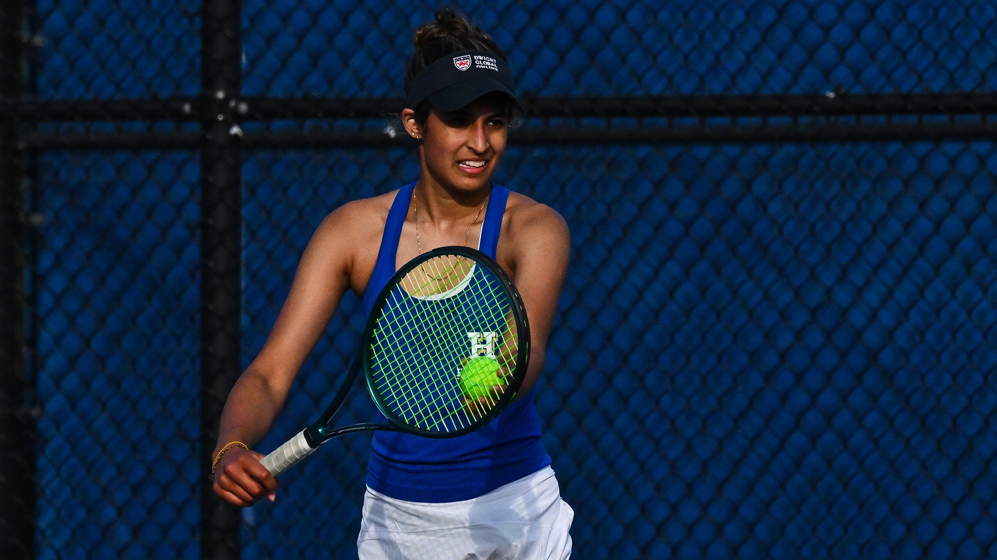 Aanya Patel prepares to serve the tennis ball during practice in September 2025