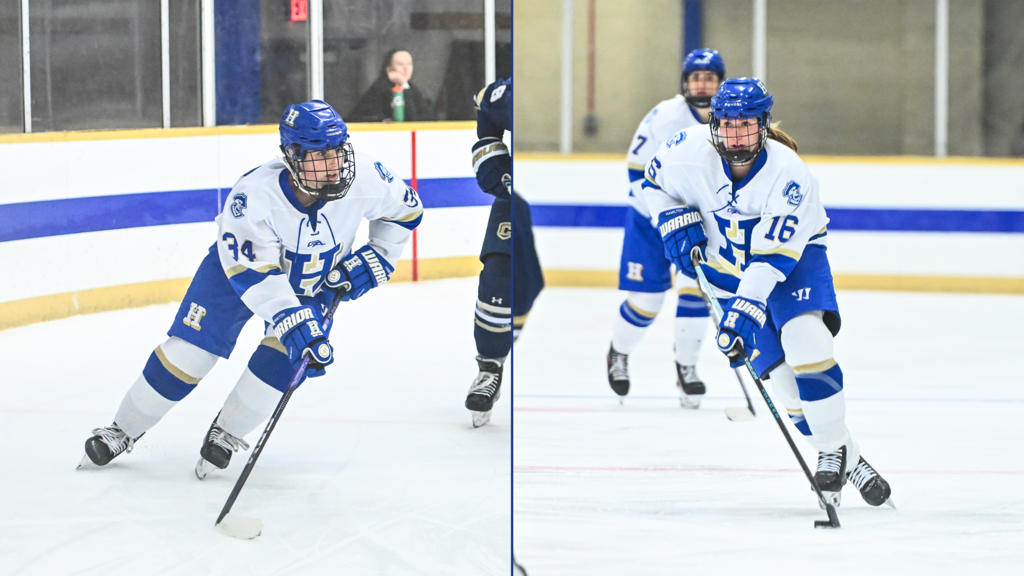 Action photos of Women's Hockey all-NESCAC team members Cuora Sullivan and Lydia Bullock