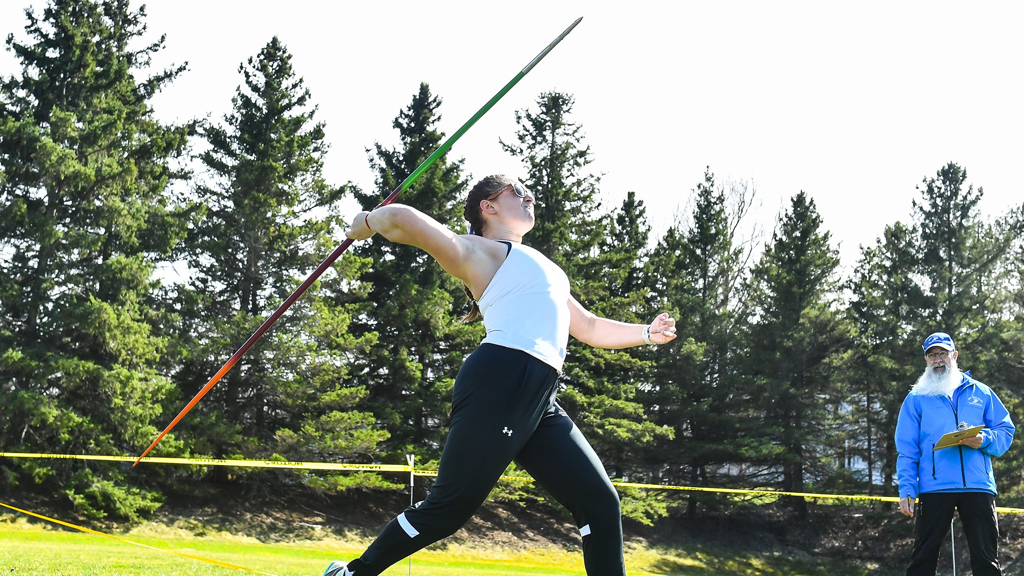 Dana Schwartz throws the javelin during Hamilton's 2025 outdoor track and field meet