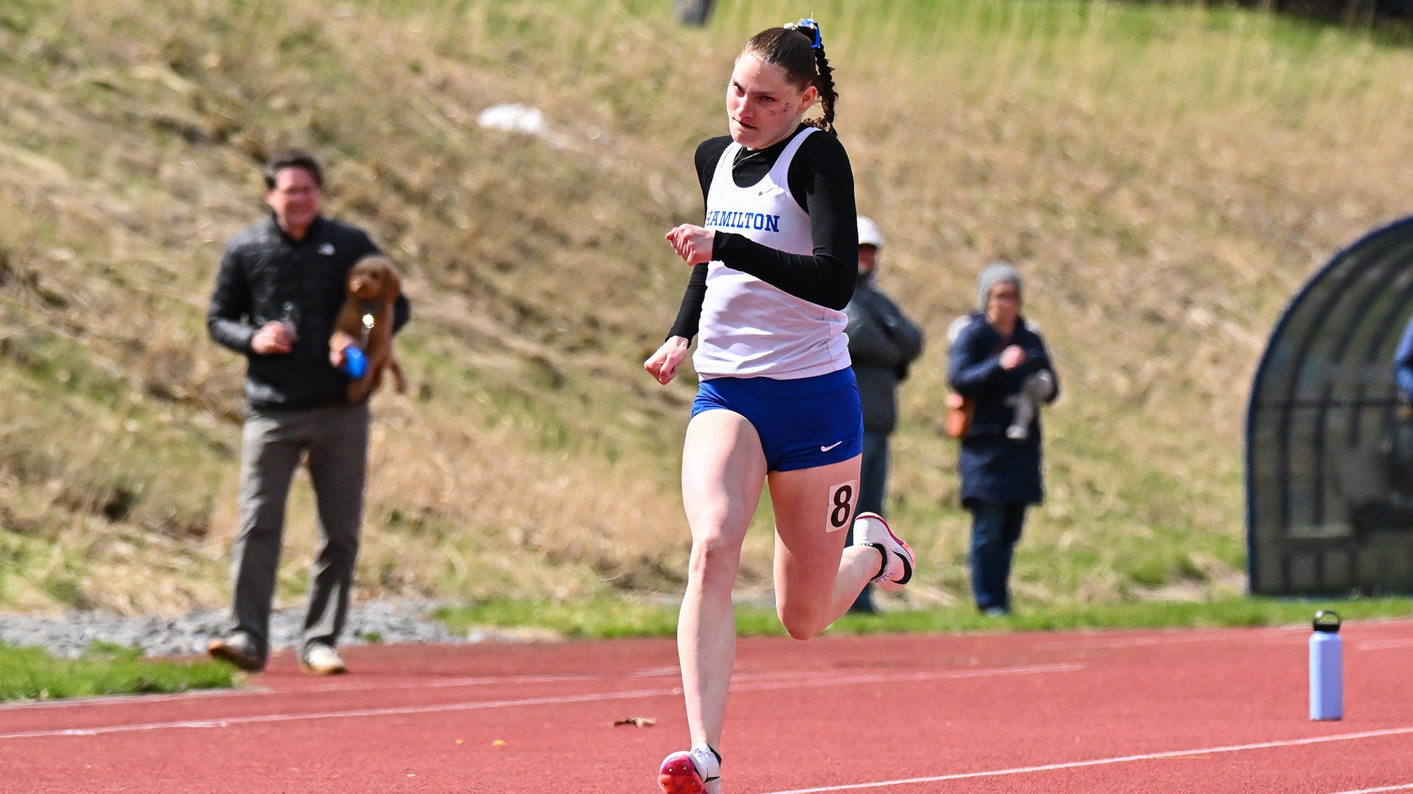 Mia O'Neill runs down the homestretch in the women's 200 meters in the 2026 Hamilton outdoor track and field invitational