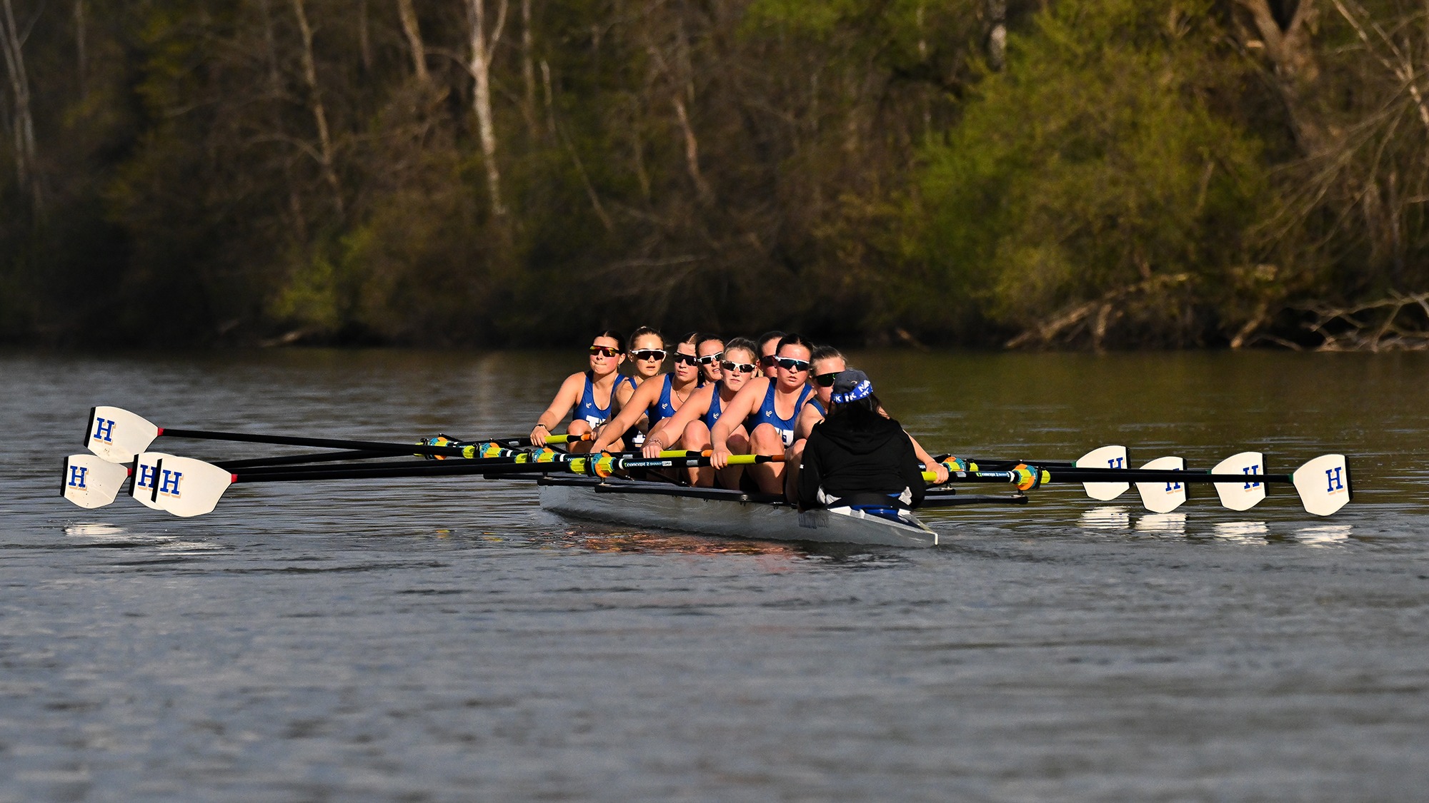 Women's Rowing practices on the Erie Canal in April 2026