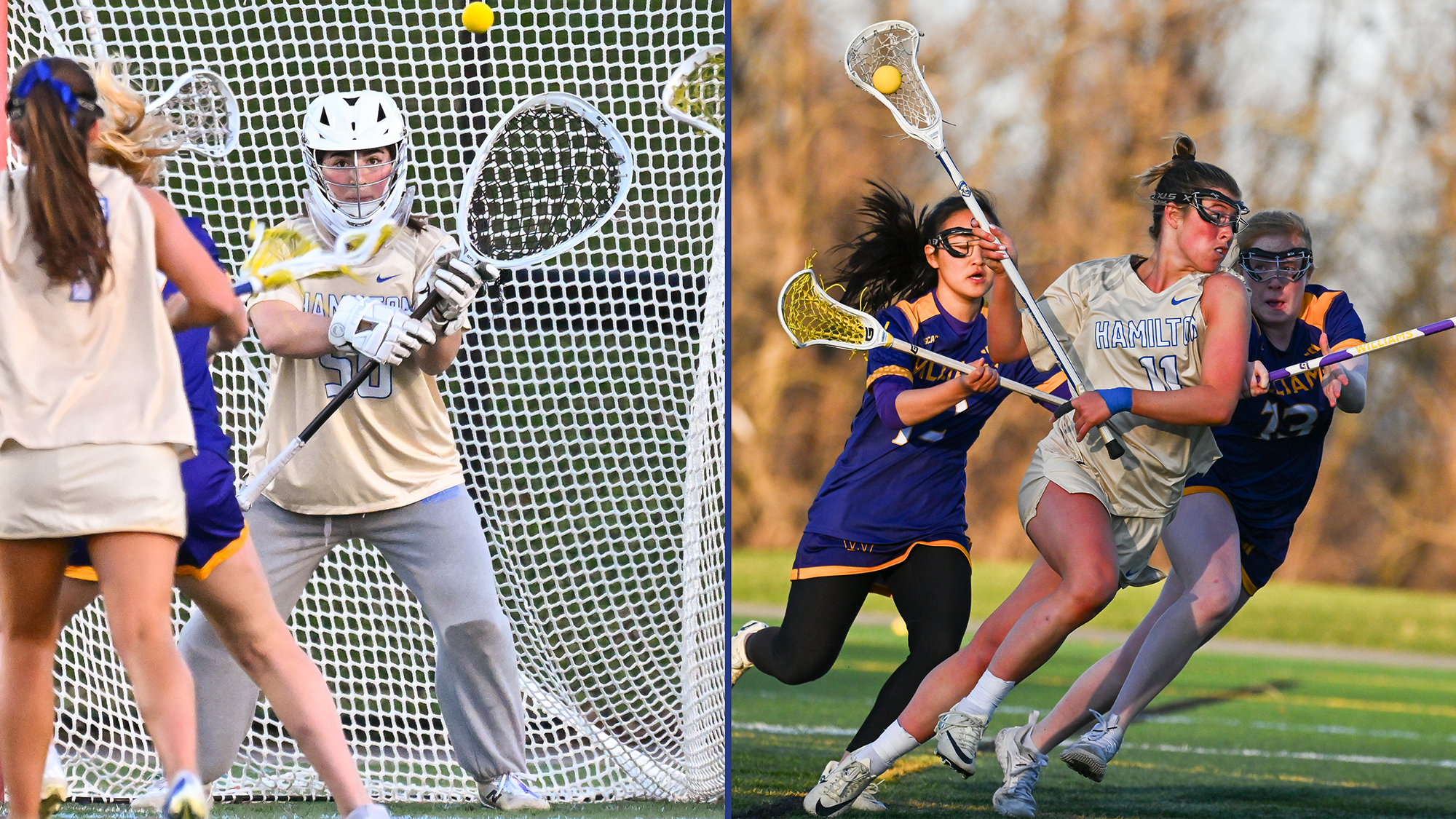 Action photos of 2026 all-region Women's Lacrosse athletes Avery Trach and Eliza Schwarz