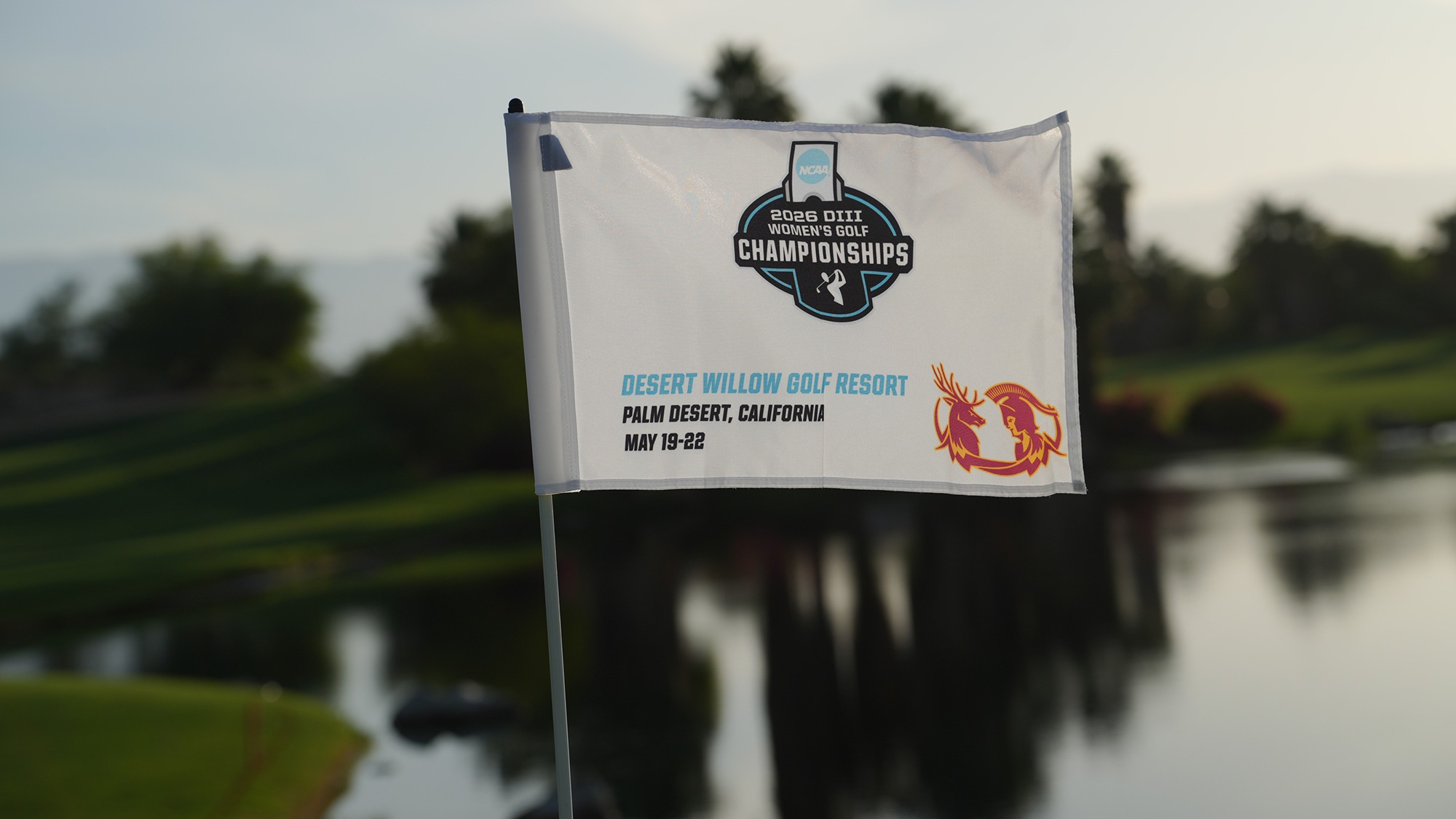 Flagstick waving on the green at the 2026 NCAA Division III Women's Golf Championships