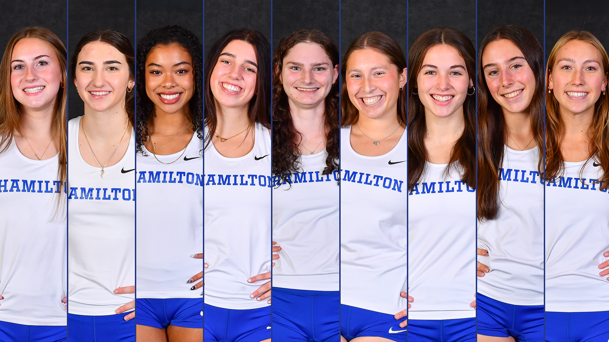 Nine members of the Women's Track and Field team that earned 2026 all-region outdoor honors