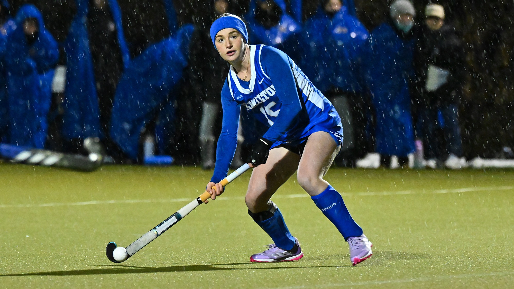 Isabelle Nahon looks for a teammate to pass to in the NCAA championship first round against Geneseo