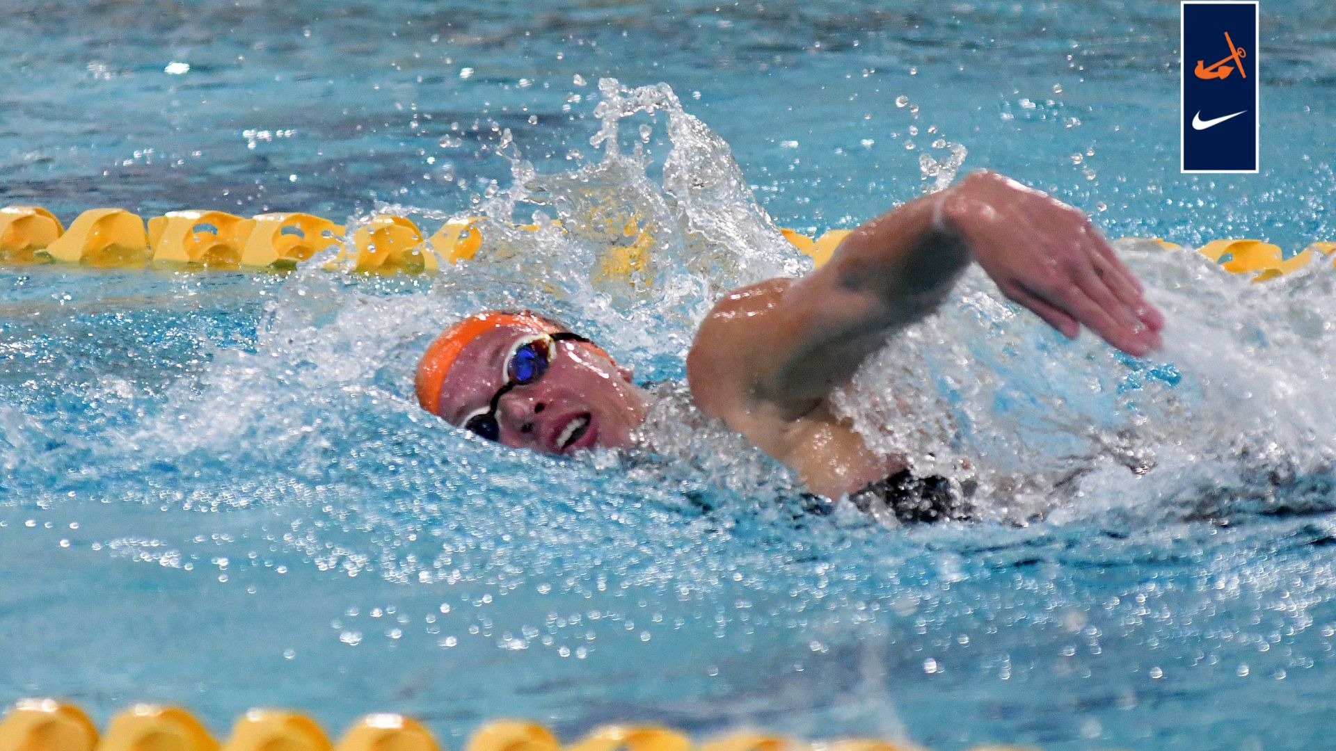 Greta Gidley swims a freestyle event vs. GVSU