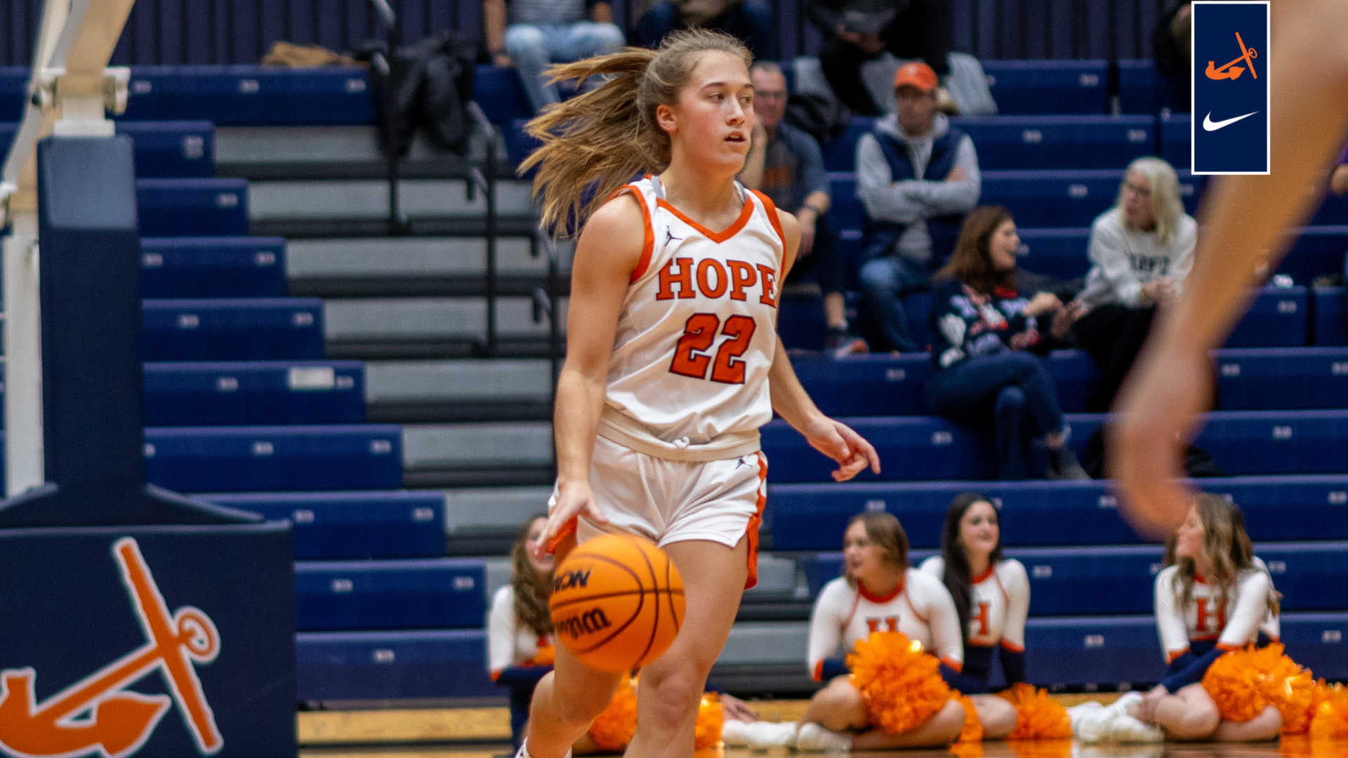 Terin Maynard comes up the floor with the ball
